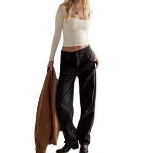 Free People We The Free Crossroads MR Black Straight Leg Jeans NWOT Size 30